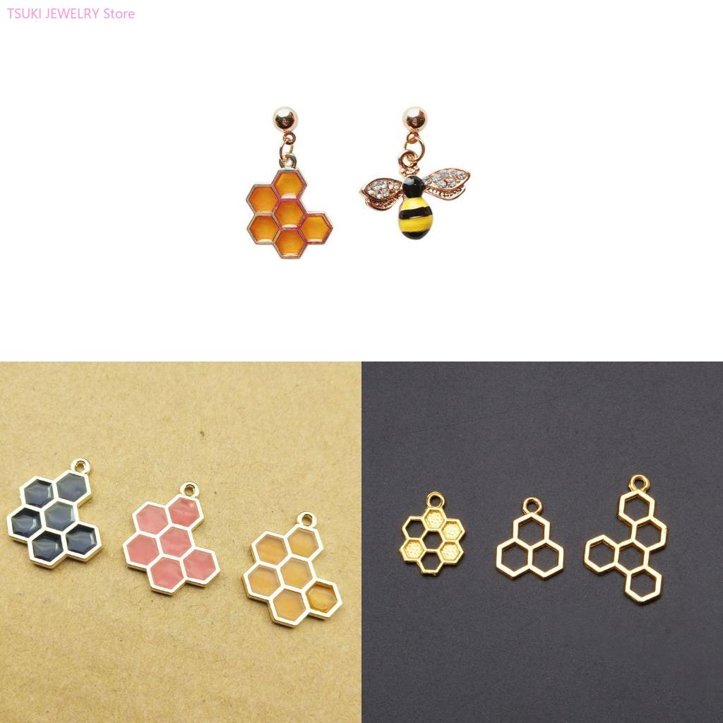 Bezels Pendant Resin - 62KE 10x/Set Gold Honeycomb Blank Frame
