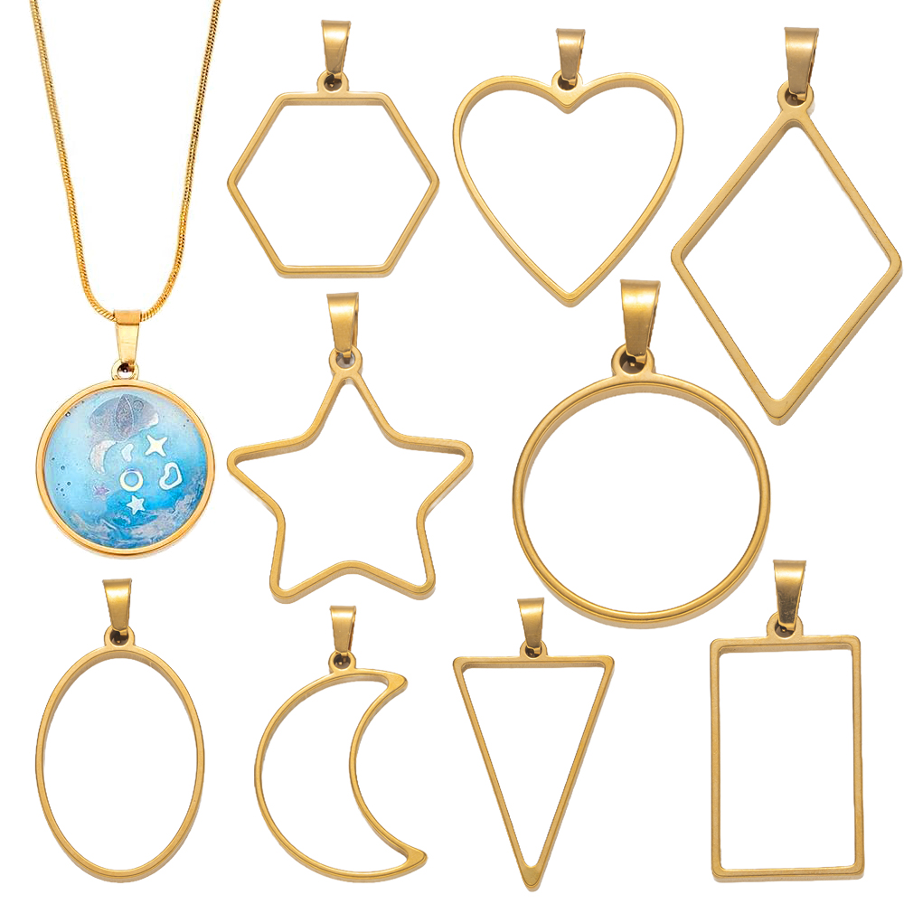 Bezels Pendant Resin - 5pcs Stainless Steel Open Back Resin