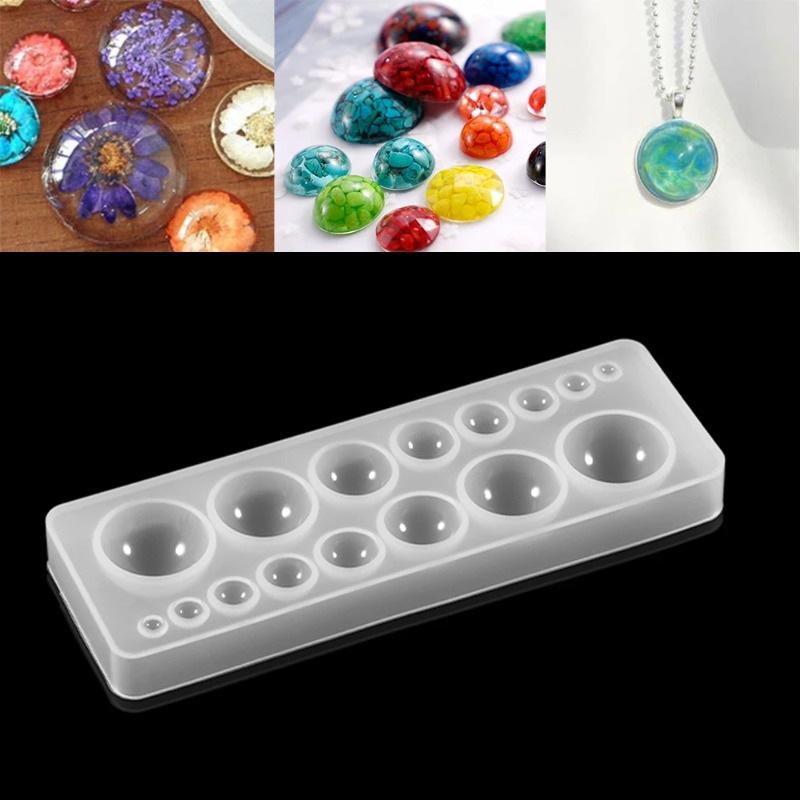 Resin Art Tool Kit - 1pcs Silicone Mold Half Ball Oblate