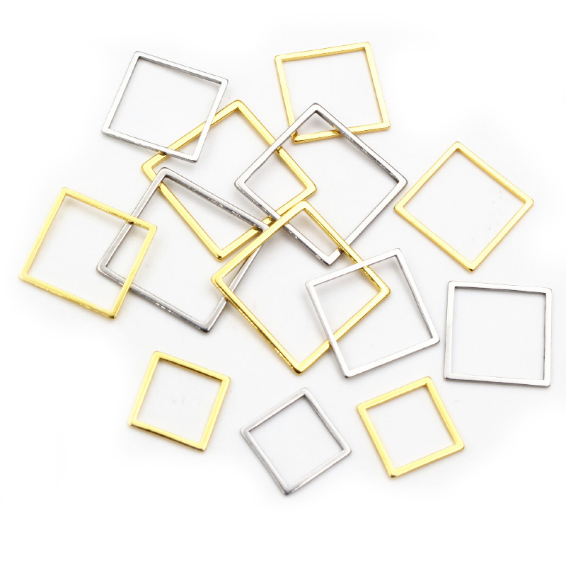 Bezels Pendant Resin - 20pcs 3 Size Square Charm Gold