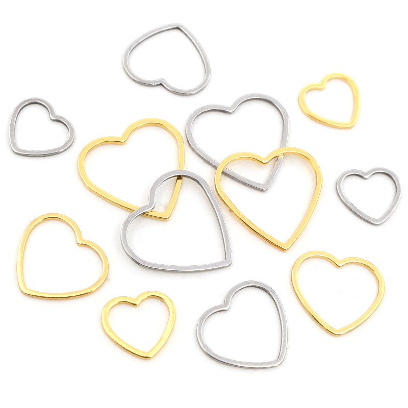 Bezels Pendant Resin - 20pcs Heart Charm Gold Stainless Steel