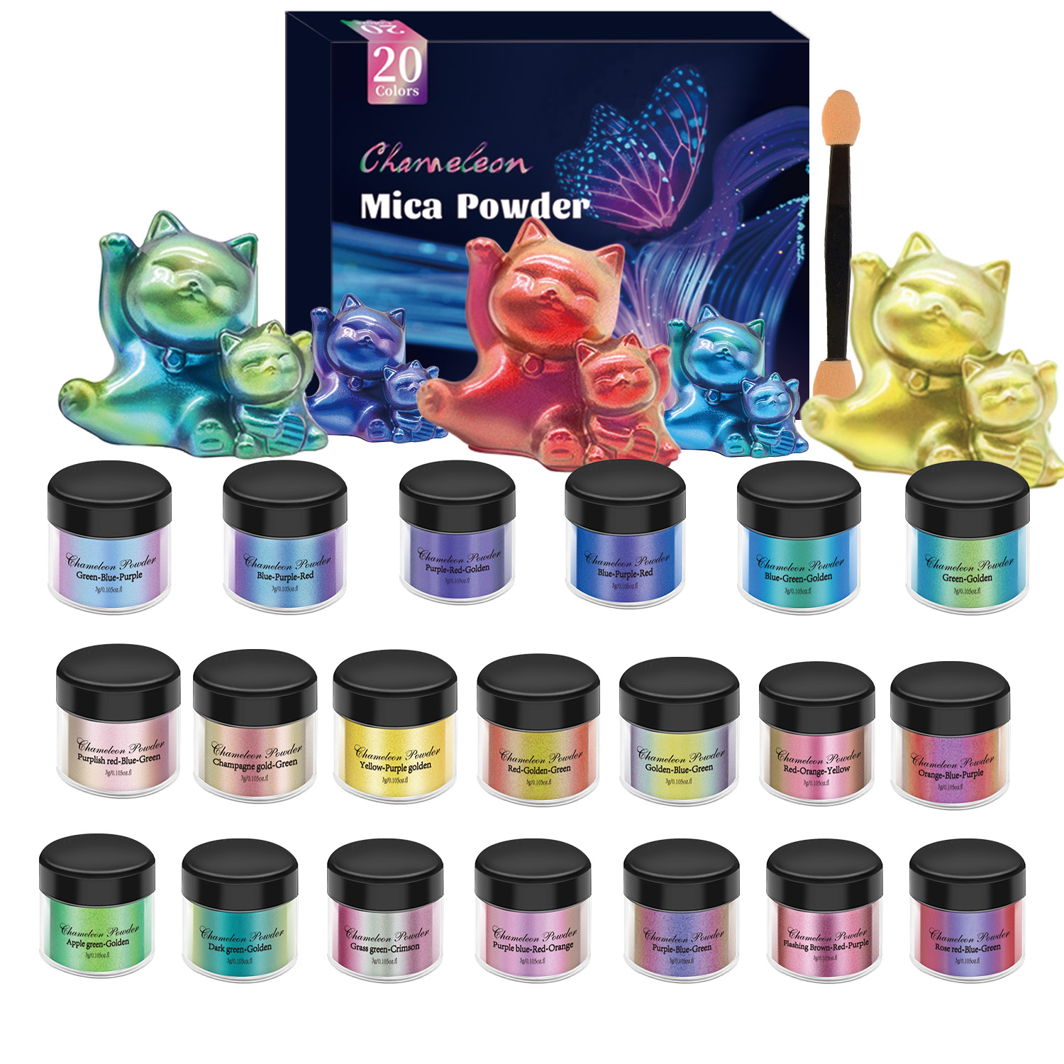 10/20pcs Mirror Chameleons Pig - Glitter Powder Resin ulasan dan harga