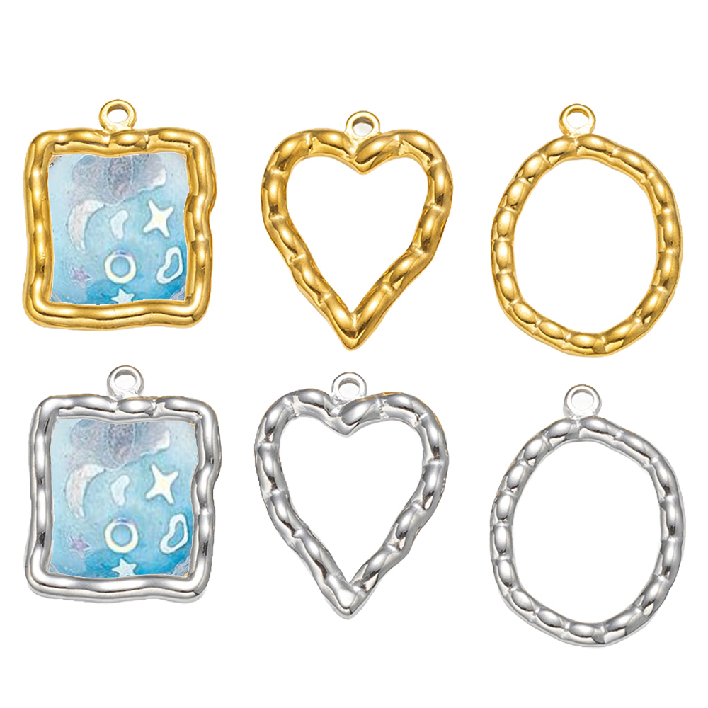 5pcs Stainless Steel Heart Rou - Bezels Pendant Resin ulasan dan harga
