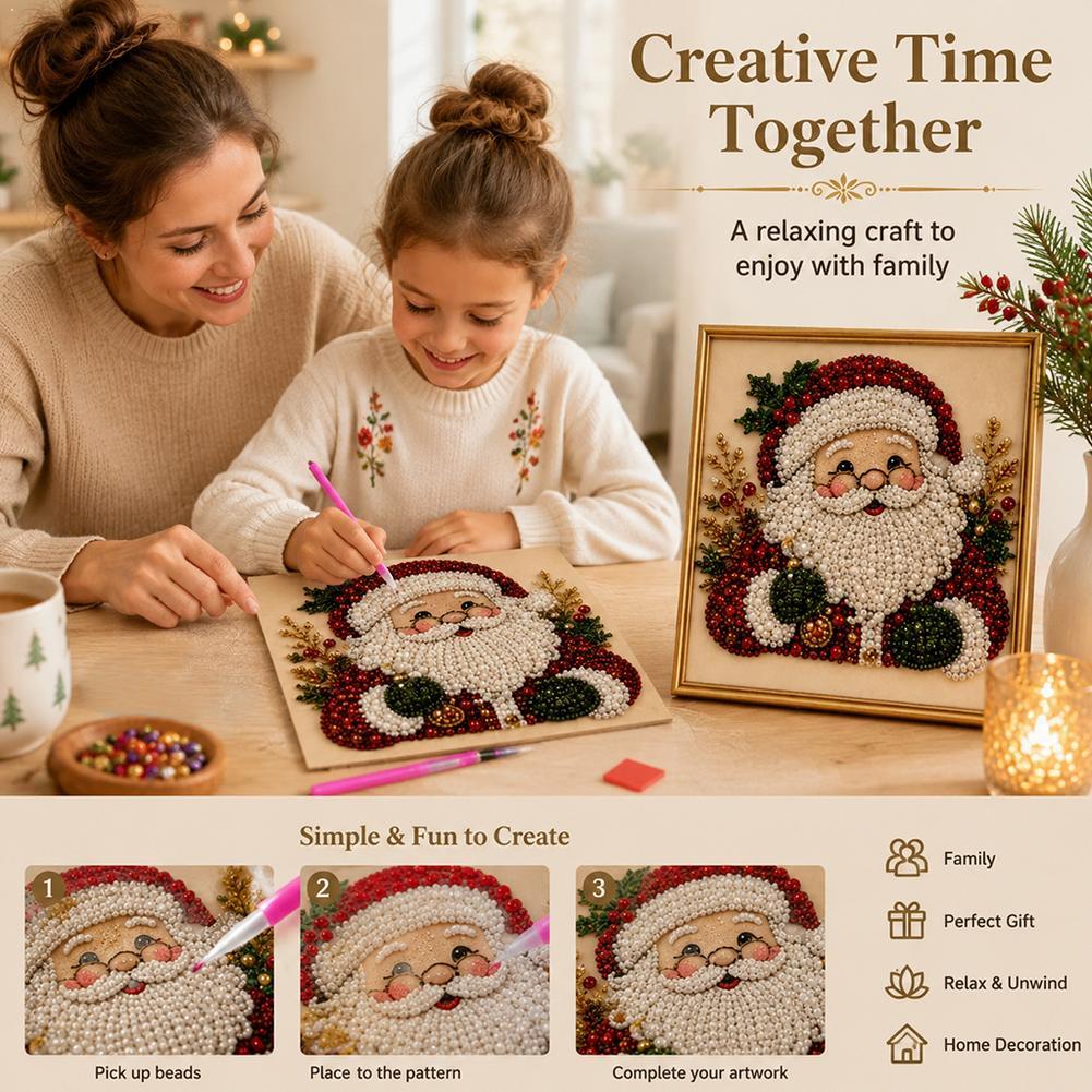 Christmas Santa Claus Pearl Ar - Resin Art Frame ulasan dan harga