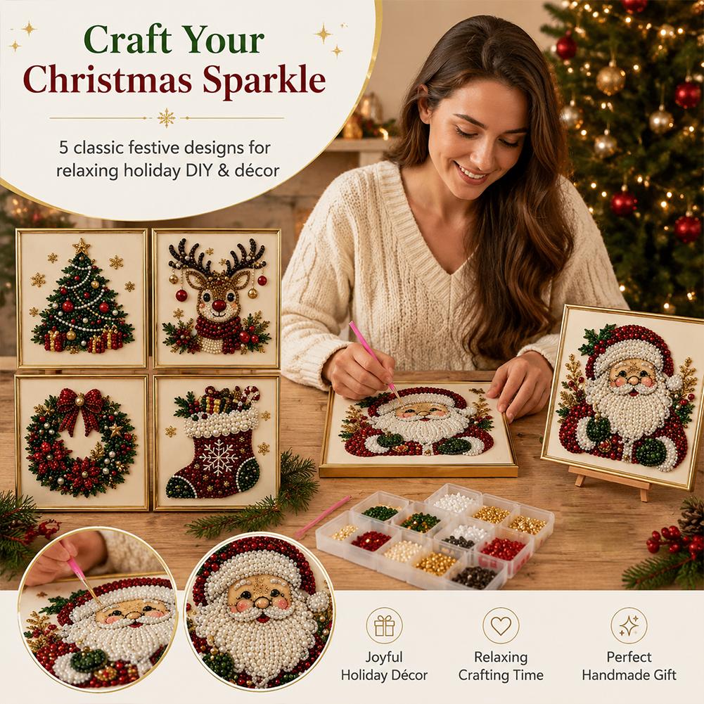 Christmas Santa Claus Pearl Ar - Resin Art Frame ulasan dan harga