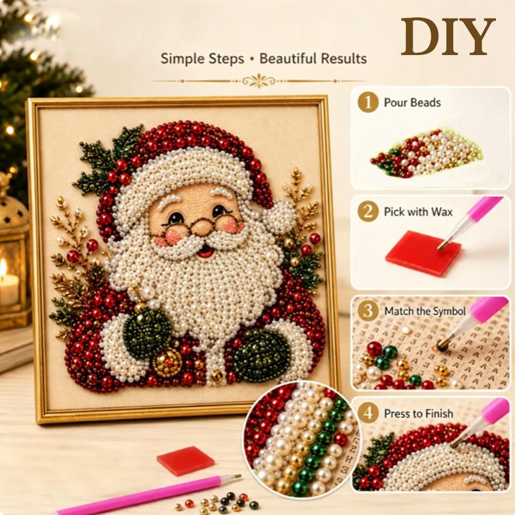 Christmas Santa Claus Pearl Ar - Resin Art Frame ulasan dan harga