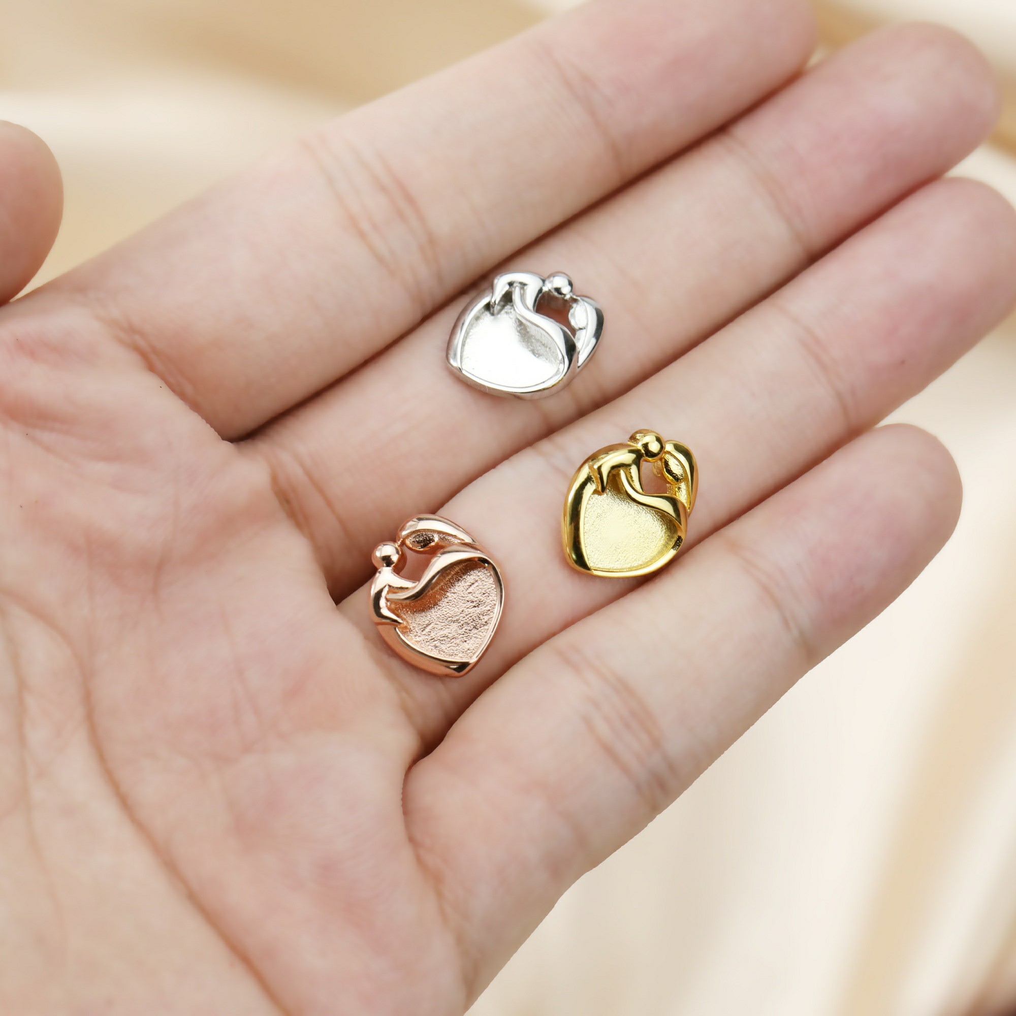 9MM Heart Bezel Settings Mothe - Bezels Pendant Resin ulasan dan harga