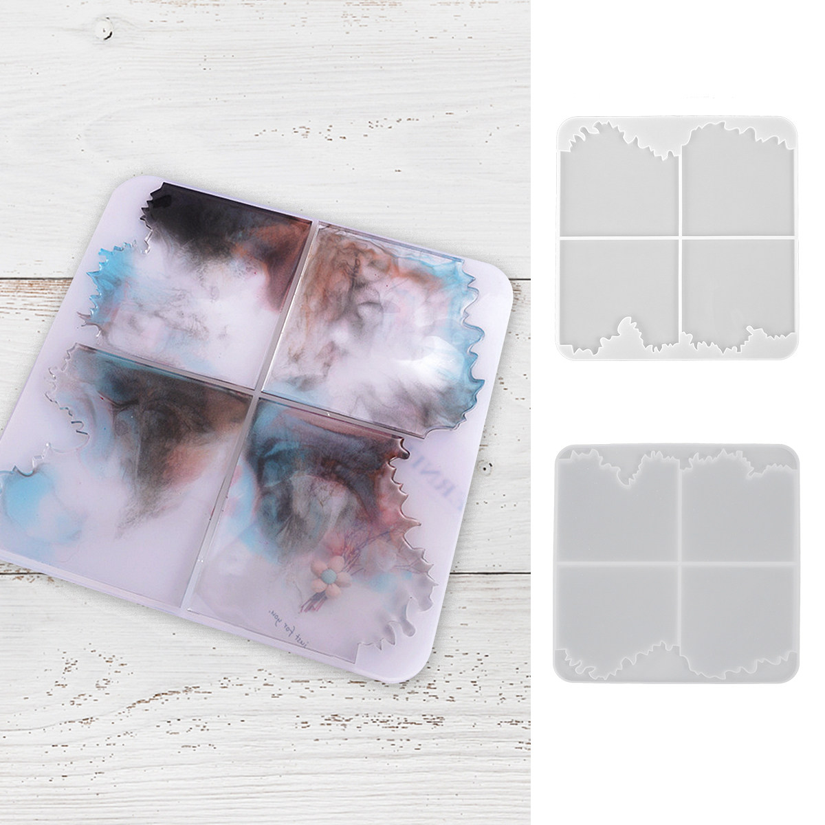 1Pcs Crystal Epoxy Silicone Mo - Coaster Mold Square ulasan dan harga