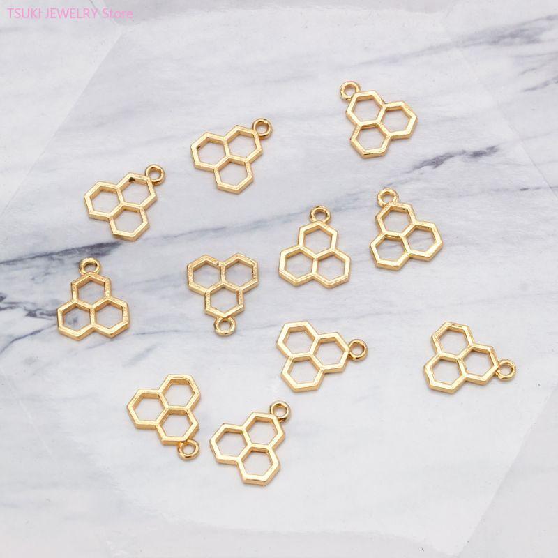 62KE 10x/Set Gold Honeycomb Bl - Bezels Pendant Resin ulasan dan harga