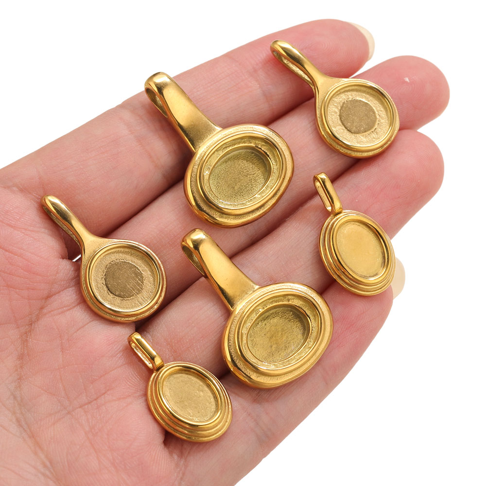5pcs Stainless Steel Round Ova - Bezels Pendant Resin ulasan dan harga