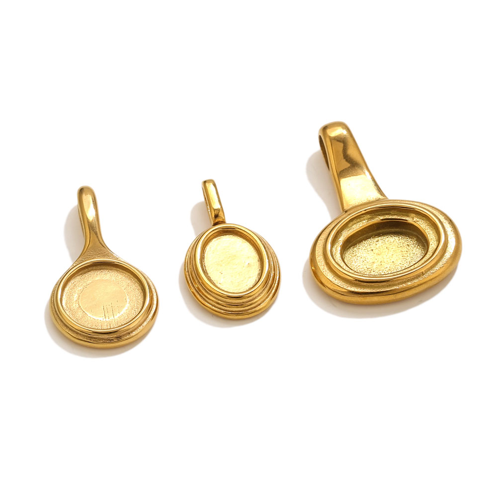 5pcs Stainless Steel Round Ova - Bezels Pendant Resin ulasan dan harga