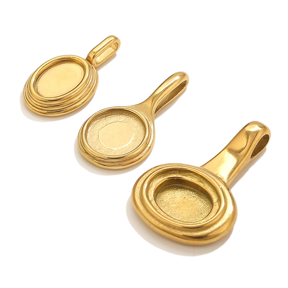 5pcs Stainless Steel Round Ova - Bezels Pendant Resin ulasan dan harga