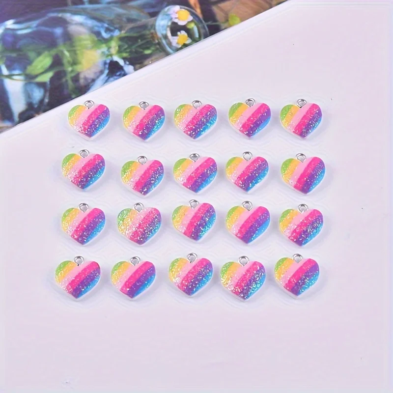10Pcs Colorful Heart Resin Cha - Resin Art Accessories ulasan dan harga