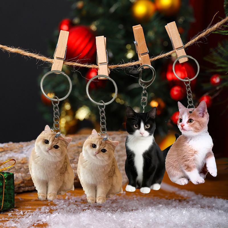 Black And White Cat Keychain 2 - Resin Art Design Keychain ulasan dan harga
