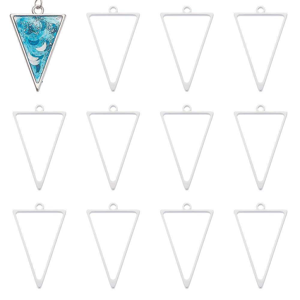 16Pcs Stainless Steel Triangle - Bezels Pendant Resin ulasan dan harga