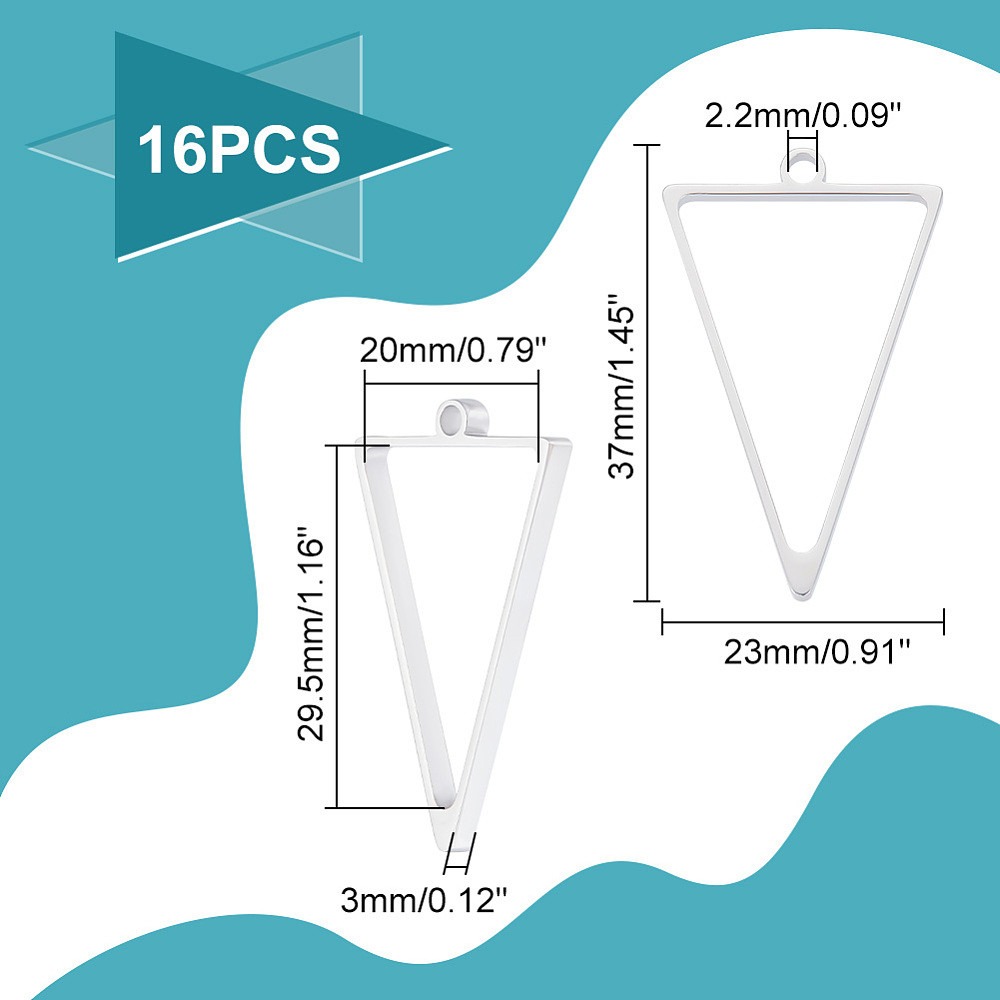 16Pcs Stainless Steel Triangle - Bezels Pendant Resin ulasan dan harga