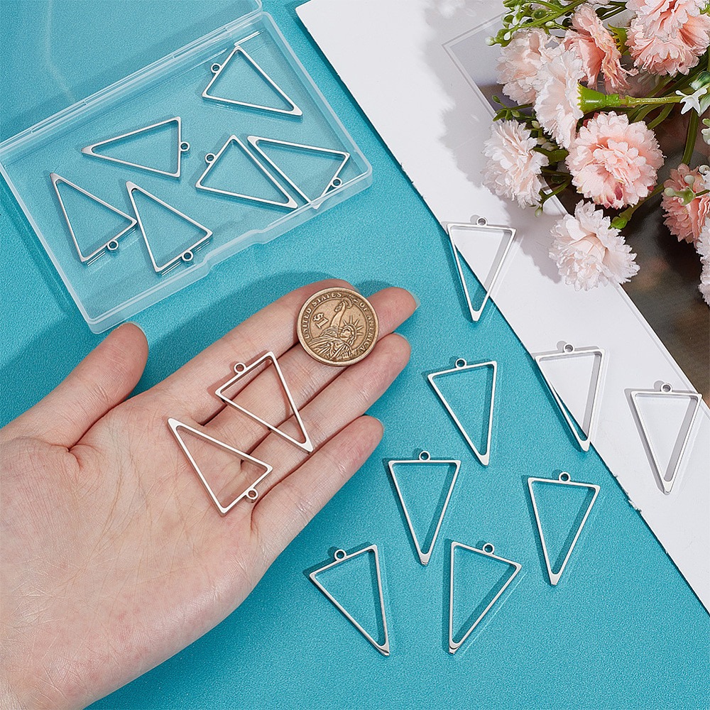 16Pcs Stainless Steel Triangle - Bezels Pendant Resin ulasan dan harga