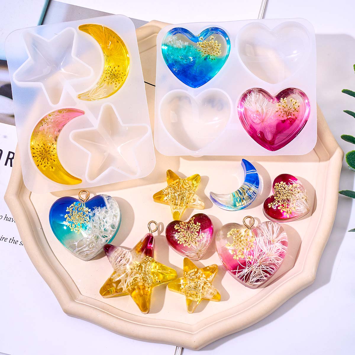 Heart Star Moon Pendant Silico - Resin Art Epoxy ulasan dan harga