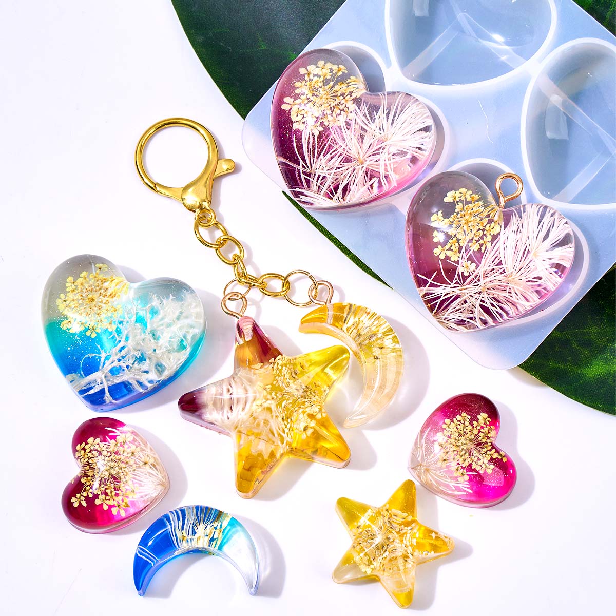 Heart Star Moon Pendant Silico - Resin Art Epoxy ulasan dan harga