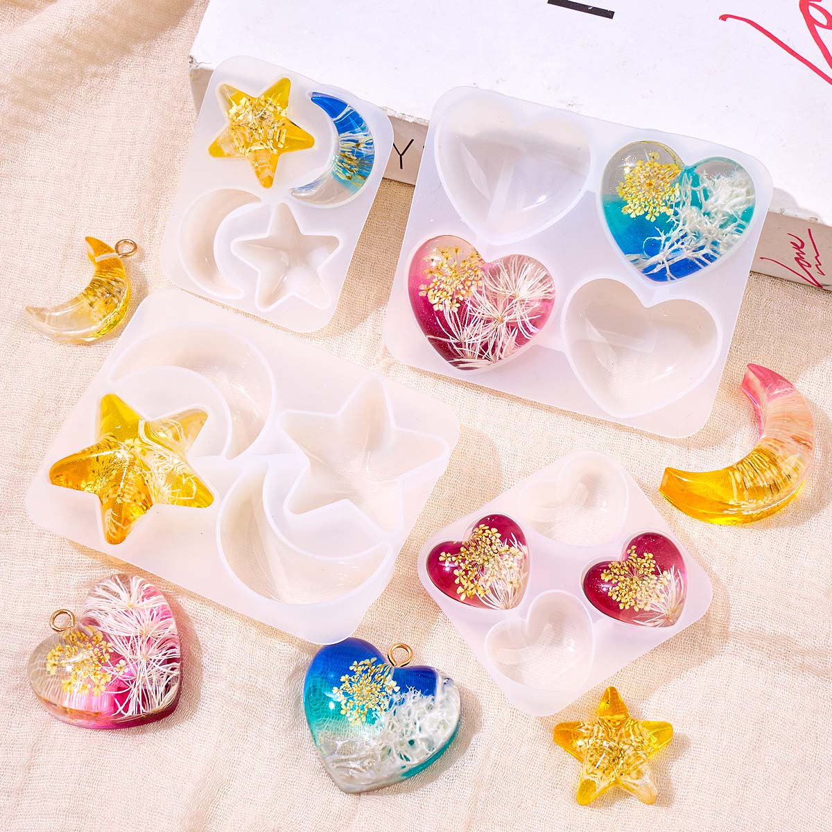 Heart Star Moon Pendant Silico - Resin Art Epoxy ulasan dan harga
