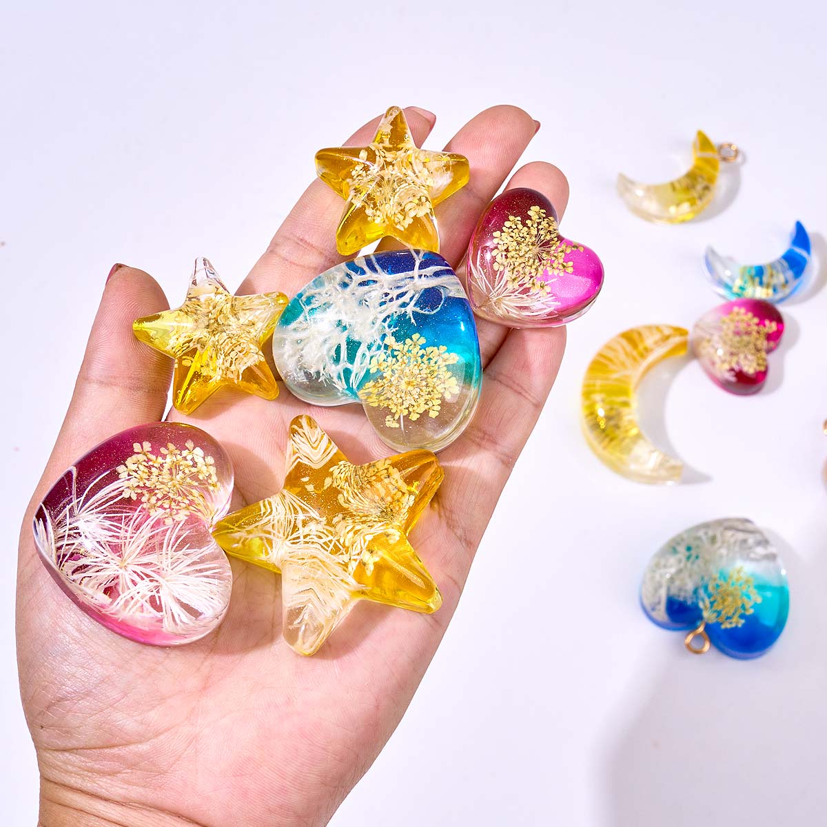 Heart Star Moon Pendant Silico - Resin Art Epoxy ulasan dan harga