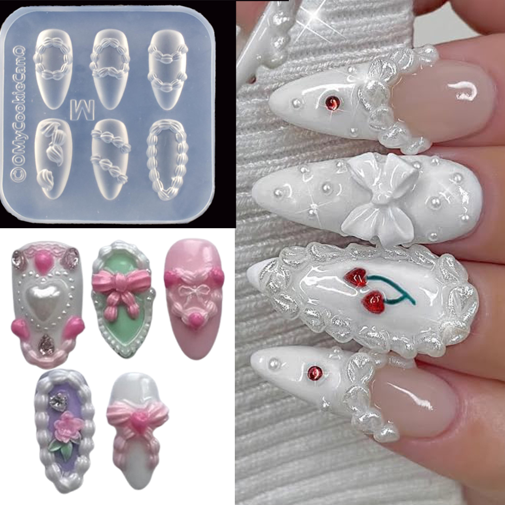 1pc 3D French Cream Nail Art S - Resin Art Template ulasan dan harga