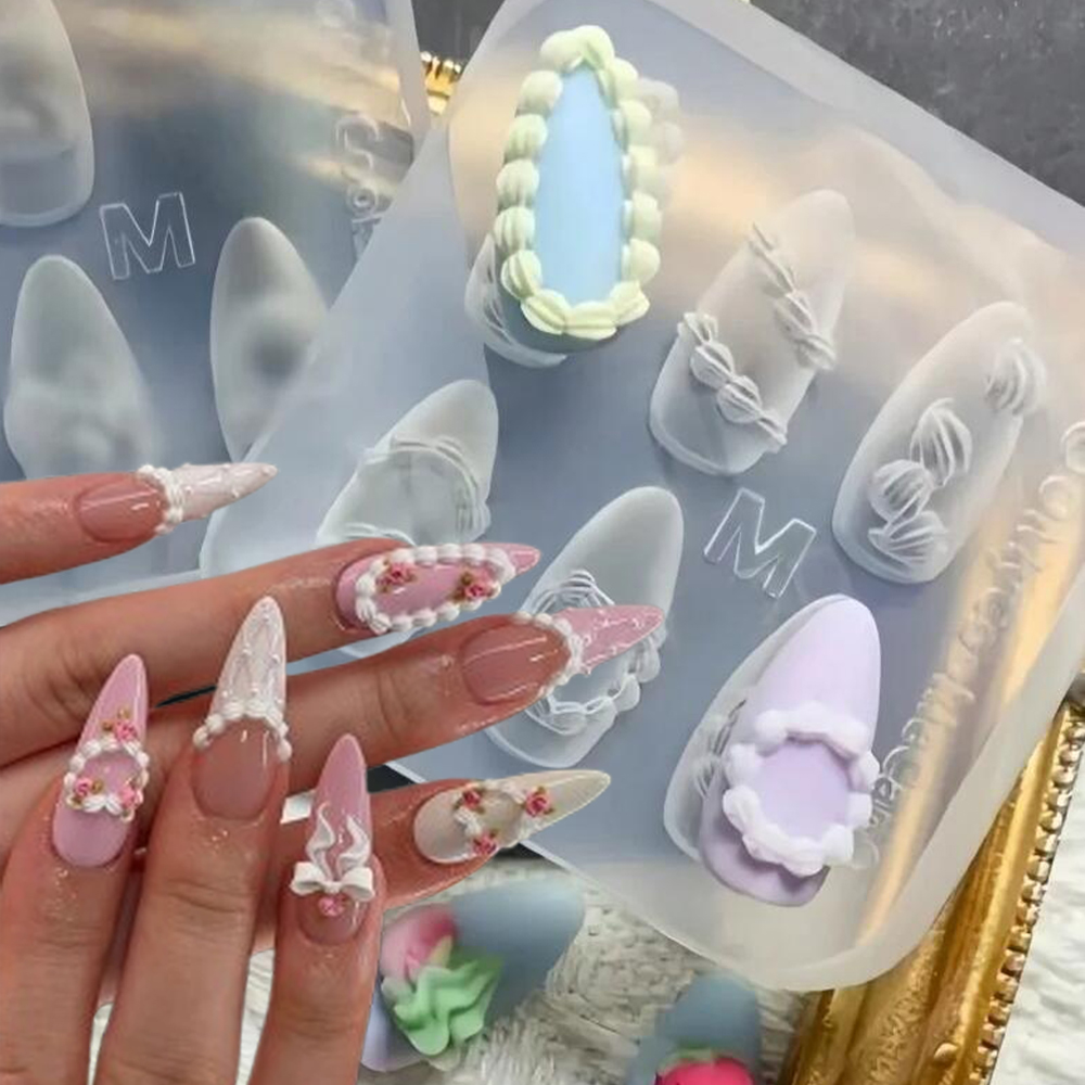 1pc 3D French Cream Nail Art S - Resin Art Template ulasan dan harga