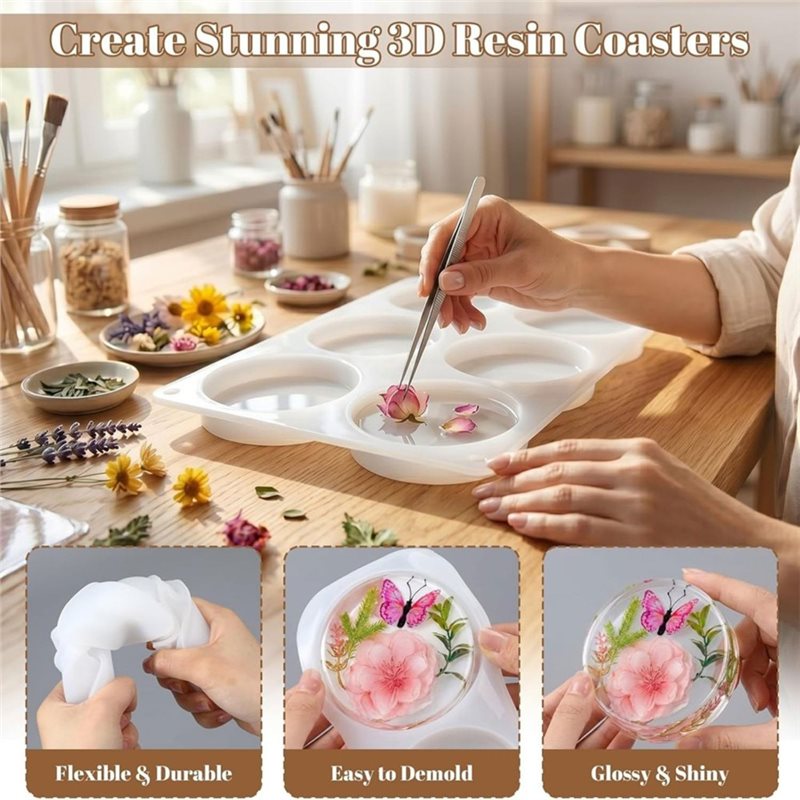 [ABFI!】 Resin Molds For DIY Ep - Coaster Mold Square ulasan dan harga