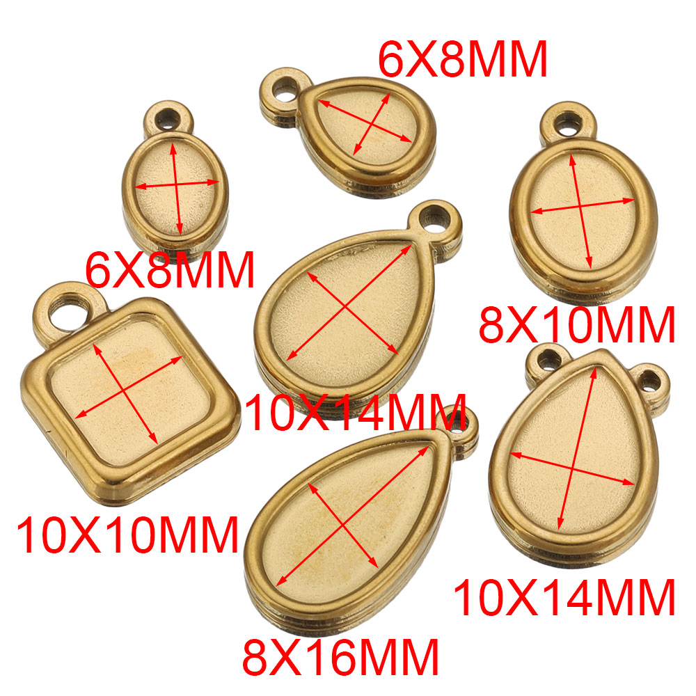 5pcs Stainless Steel Square Dr - Bezels Pendant Resin ulasan dan harga