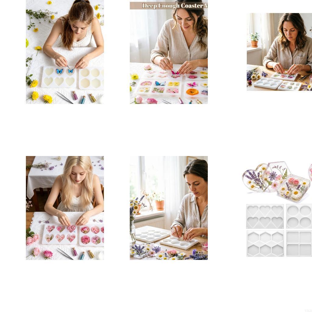Coasters Resin Mold Heart Circ - Coaster Mold Square ulasan dan harga
