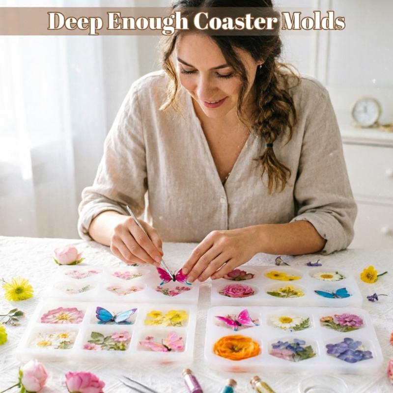 Coasters Resin Mold Heart Circ - Coaster Mold Square ulasan dan harga