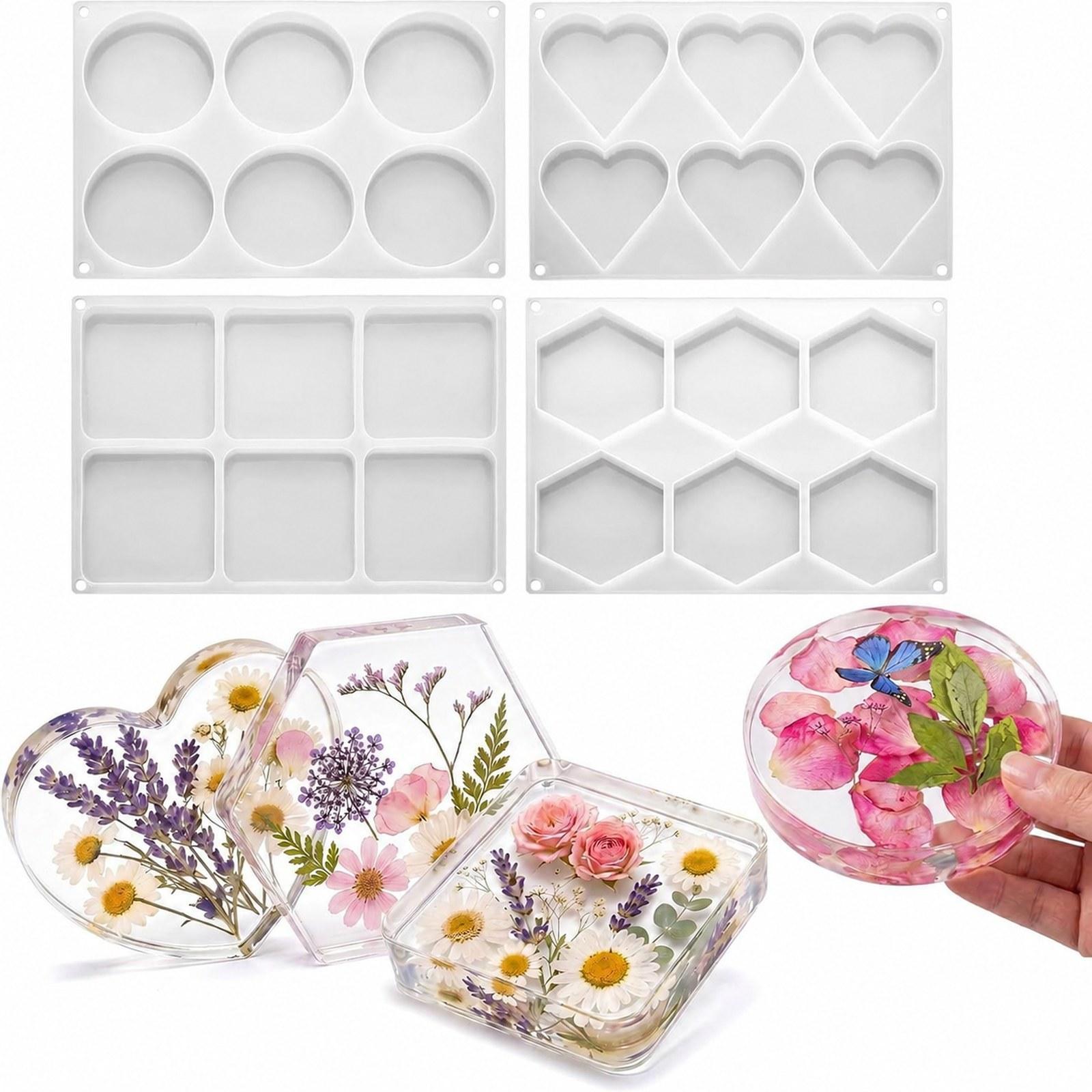 4Pcs Deep Resin Coaster Molds  - Coaster Mold Square ulasan dan harga