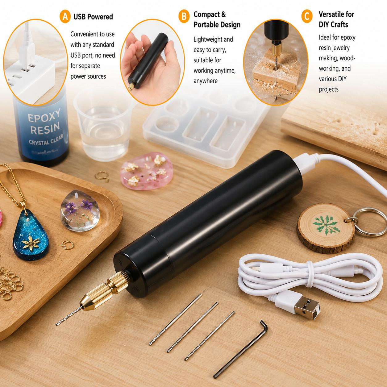 Mini Electric Drill USB Powere - Resin Art Tool Kit ulasan dan harga