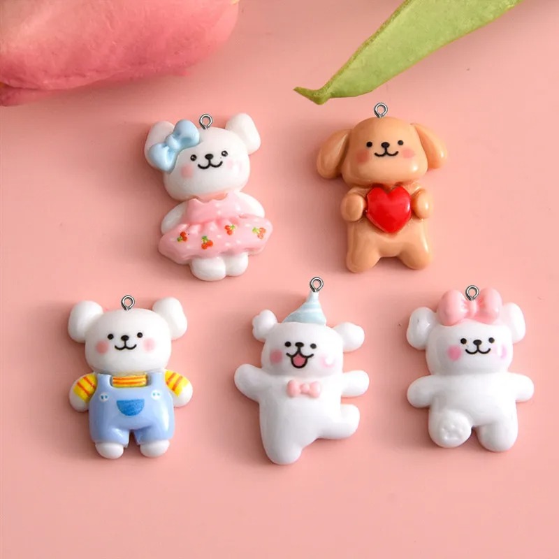 10pcs Cartoon Dog Resin Charms - Resin Art Accessories ulasan dan harga