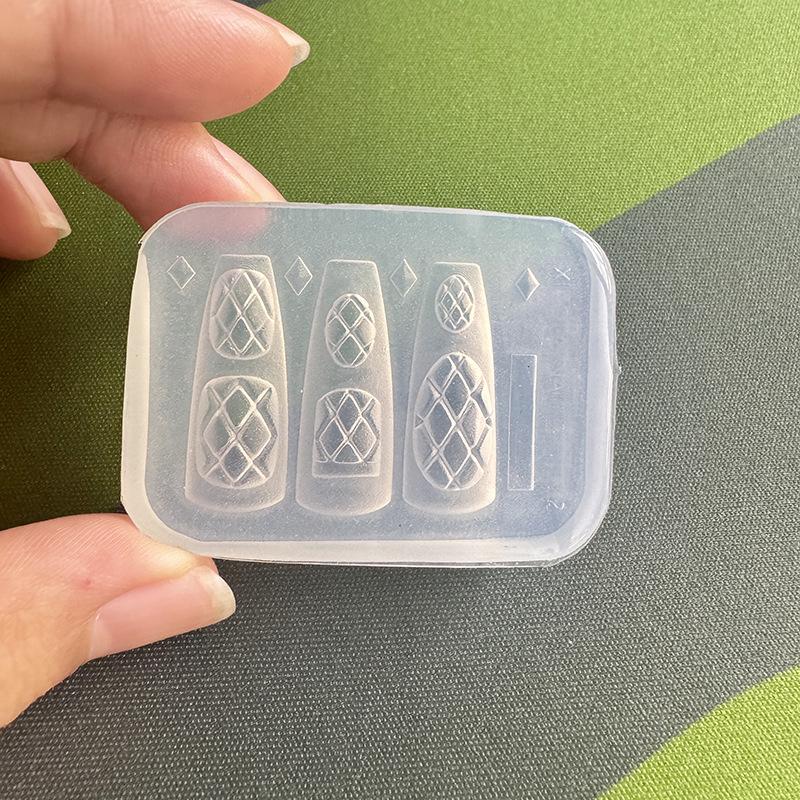 New Silicone Nails Mold Plaid  - Resin Art Template ulasan dan harga