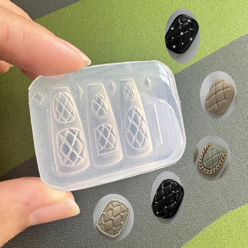 New Silicone Nails Mold Plaid  - Resin Art Template ulasan dan harga