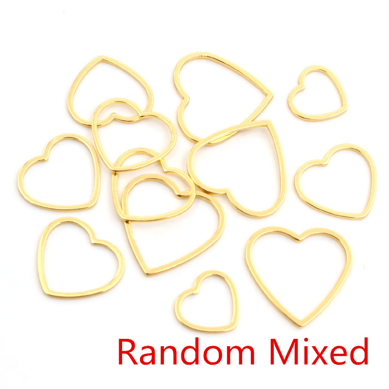 20pcs Heart Charm Gold Stainle - Bezels Pendant Resin ulasan dan harga
